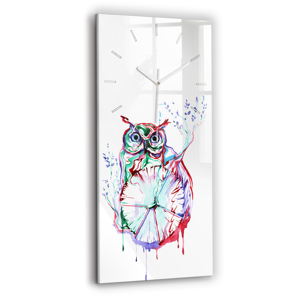 Négyszögletes üvegóra 30x60 Illusztráció a baglyok és az óra