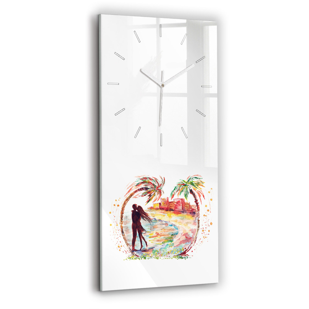 Négyszögletes fali üvegóra 30x60 Akvarell szerelem Miami Beachen