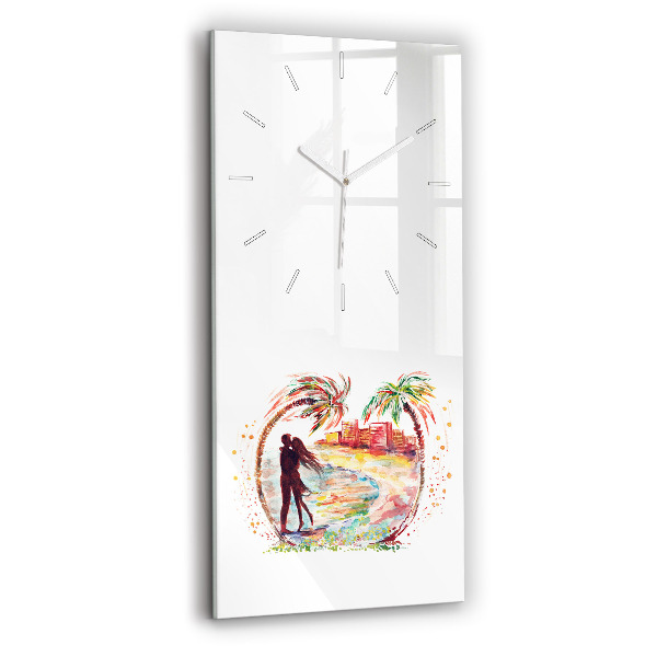 Négyszögletes fali üvegóra 30x60 Akvarell szerelem Miami Beachen