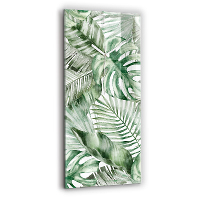 Négyszögletes fali üvegóra 30x60 Festett növényi levelek