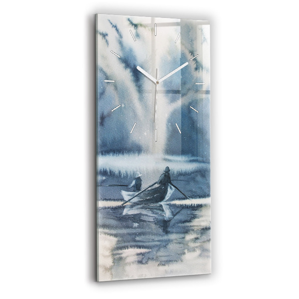 Négyszögletes fali üvegóra 30x60 Halász a tavon