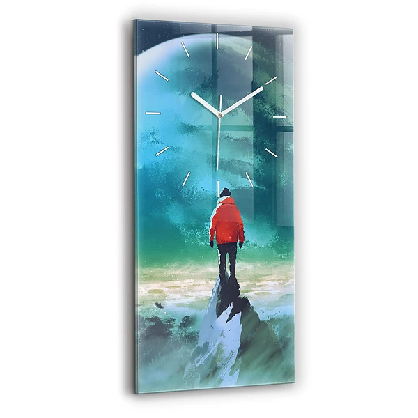 Négyszögletes fali üvegóra 30x60 Ember a Holdon