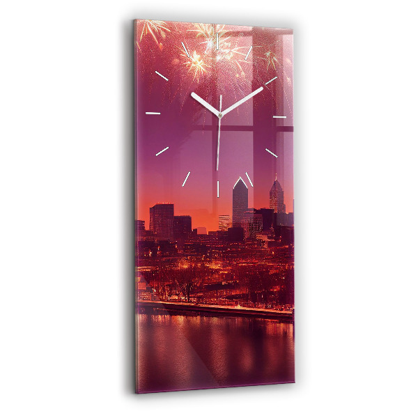 Négyszögletes üvegóra 30x60 Város éjszaka Philadelphiában