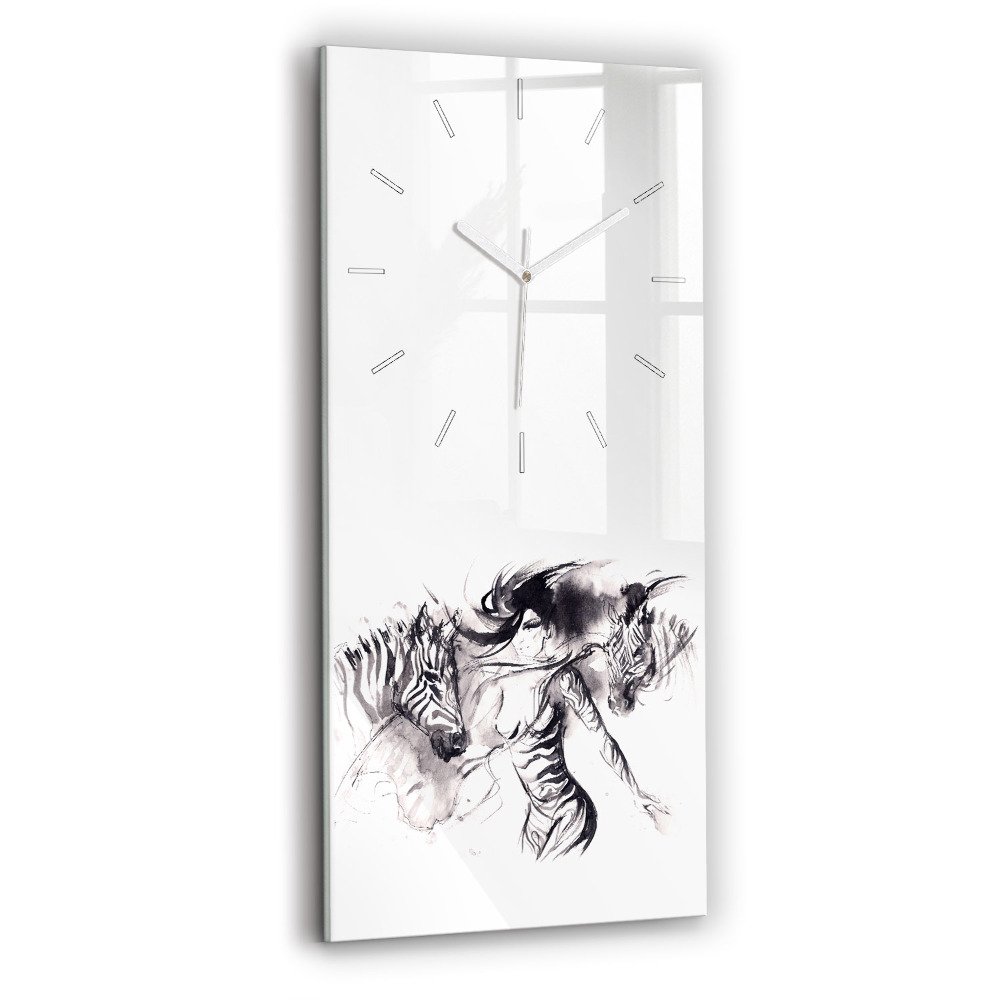 Téglalap alakú üvegóra 30x60 Nő és zebrák