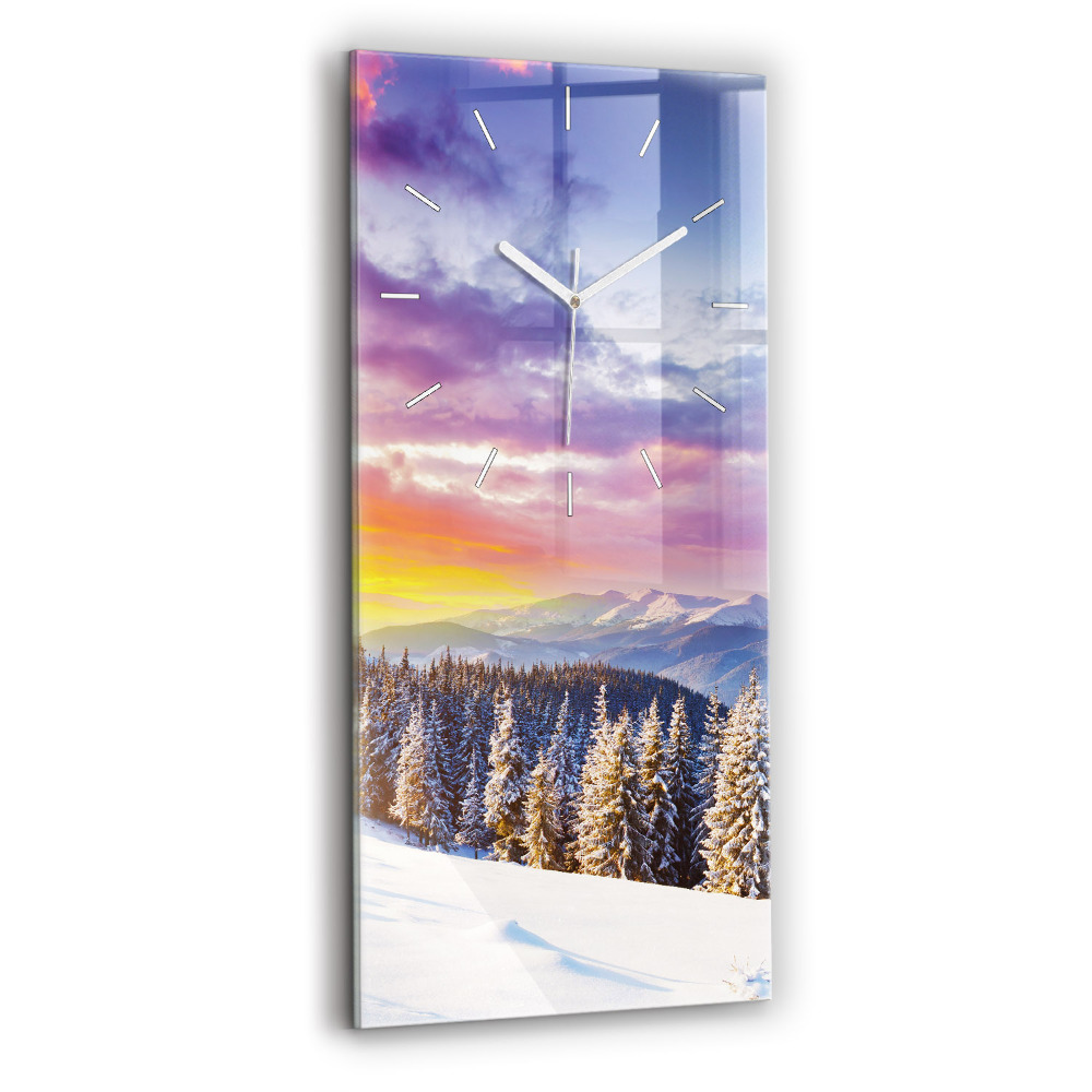 Négyszögletes üvegóra 30x60 Téli hegyi táj