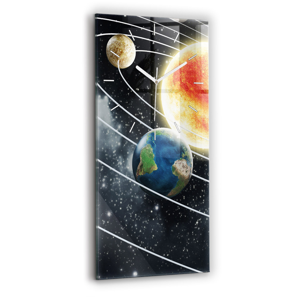 Négyszögletes fali üvegóra 30x60 Naprendszer