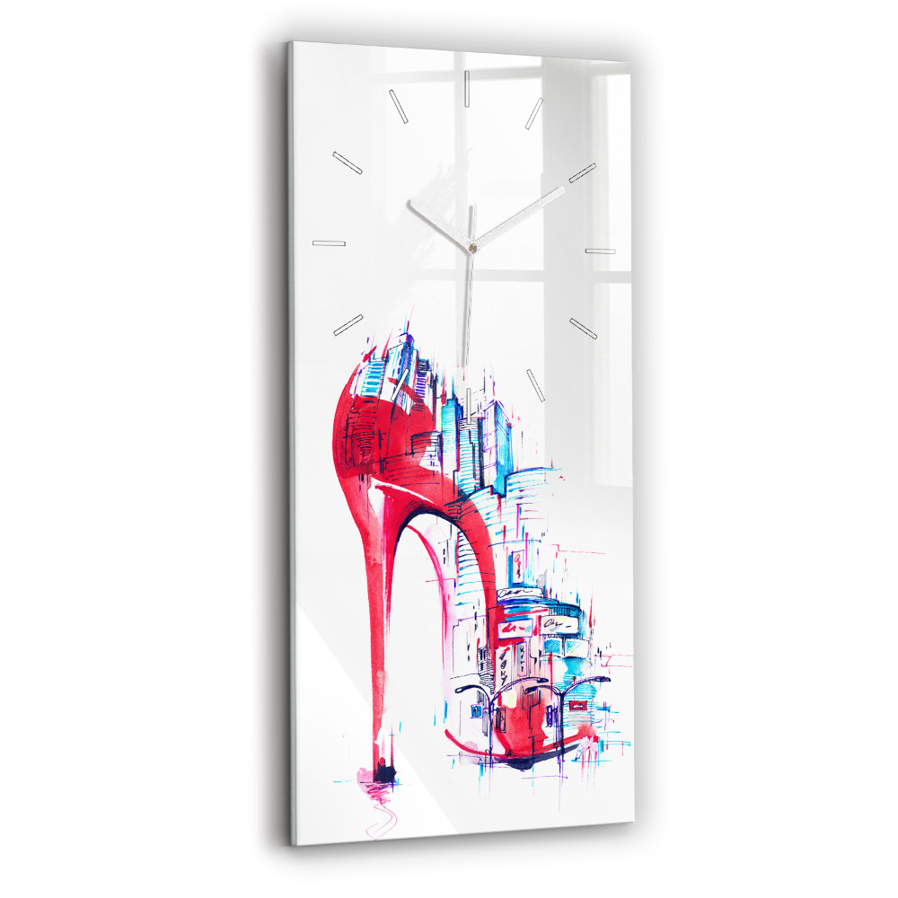 Négyszögletes fali üvegóra 30x60 Piros sarkú