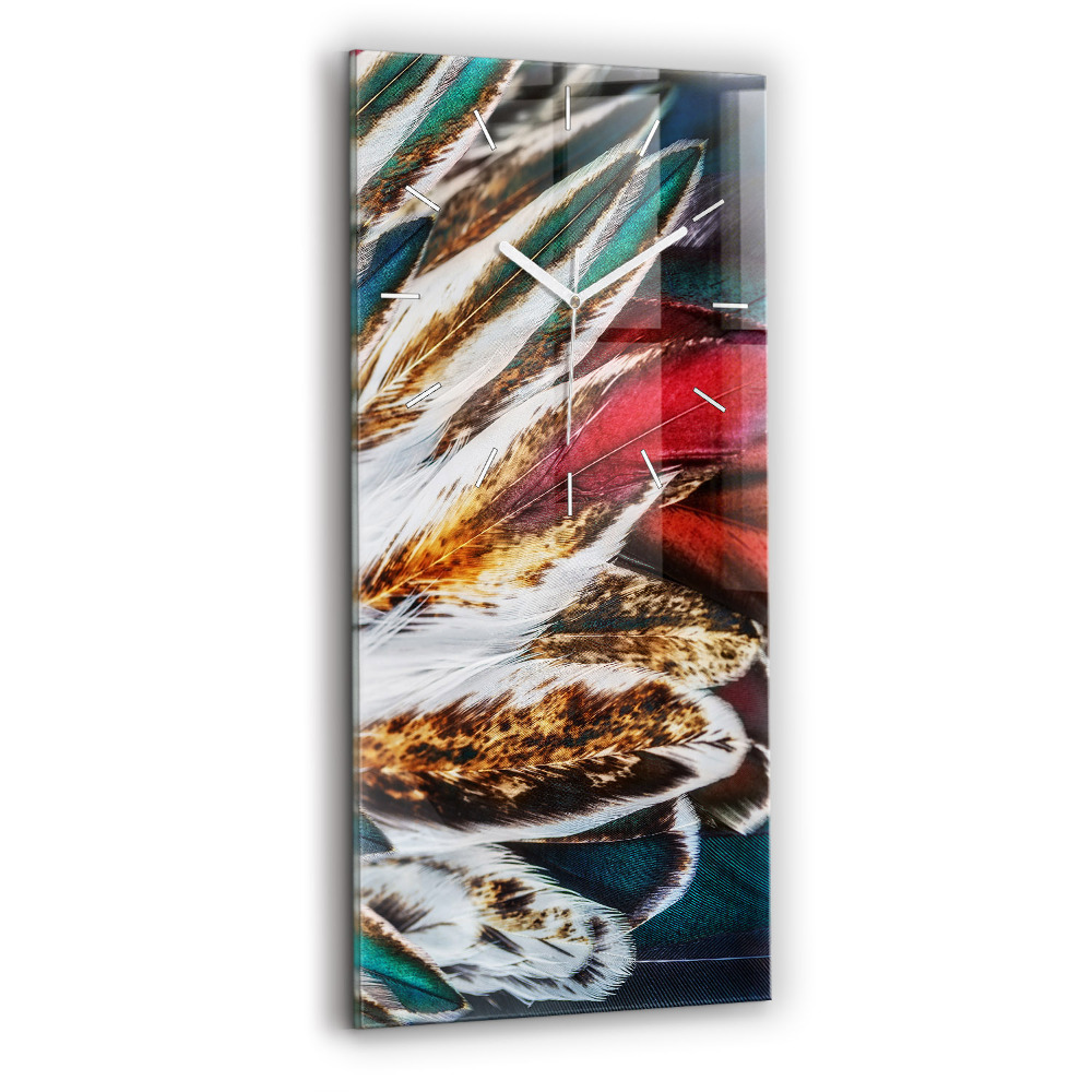 Függőleges üvegóra 30x60 Világosbarna madártollak