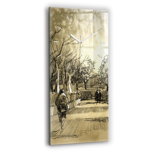 Négyszögletes üvegóra 30x60 Park és a szépia fák