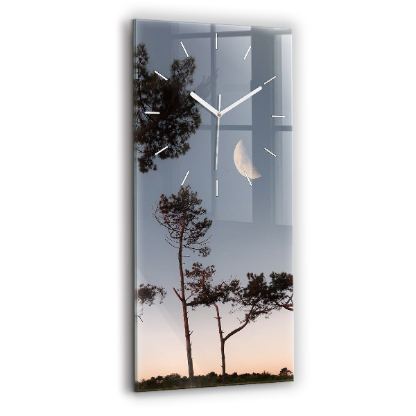 Négyszögletes fali üvegóra 30x60 Félhold és a fák