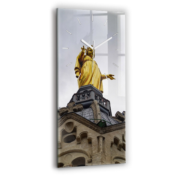 Négyszögletes üvegóra 30x60 Szűzanya szobra Lyonban