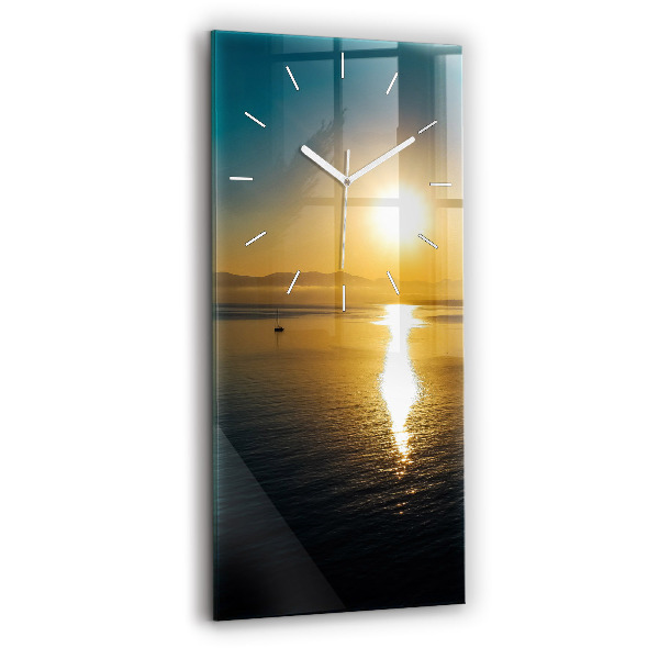 Négyszögletes fali üvegóra 30x60 Napkelte táj