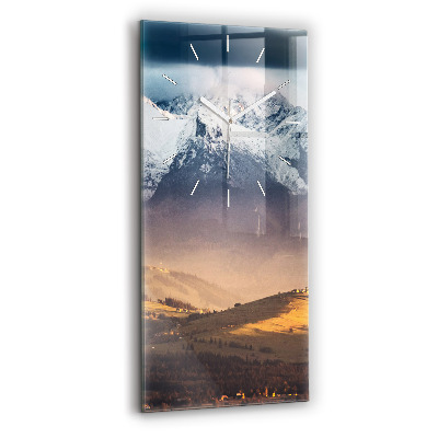 Négyszögletes üvegóra 30x60 Téli táj a Tátrában