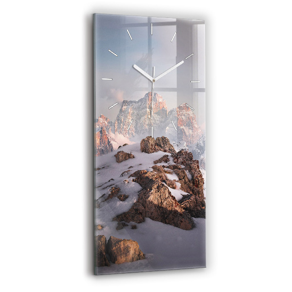 Négyszögletes fali üvegóra 30x60 Hóval borított hegy