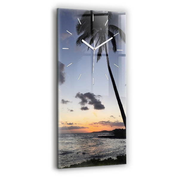 Négyszögletes üvegóra 30x60 Pálmafa és napkelte