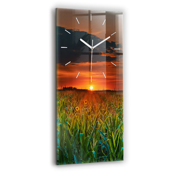 Négyszögletes üvegóra 30x60 Napraforgó a réten