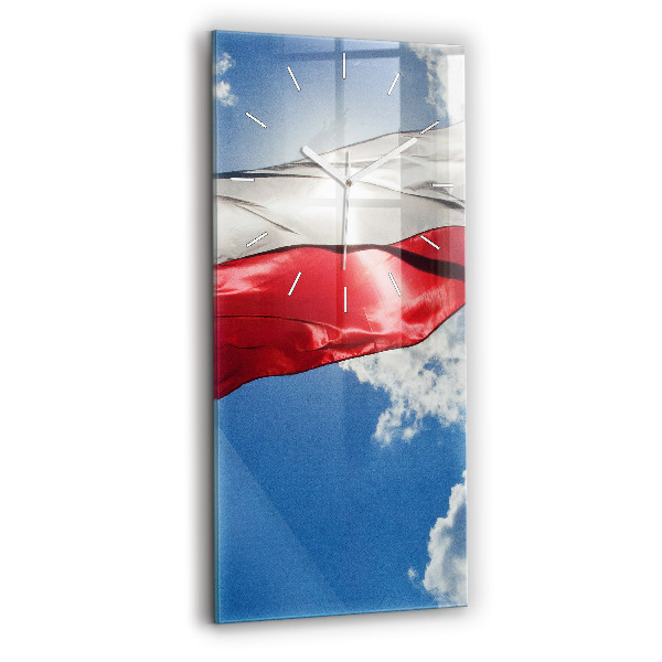 Négyszögletes üvegóra 30x60 Lengyel zászló az égen