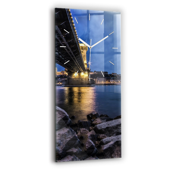 Négyszögletes üvegóra 30x60 Sziklás part a híd alatt