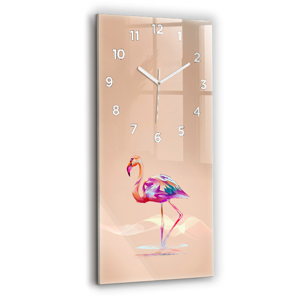 Négyszögletes fali üvegóra Flamingo illusztráció