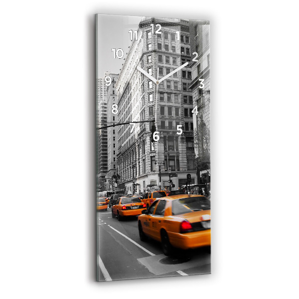 Függőleges üvegóra Manhattan és a taxik
