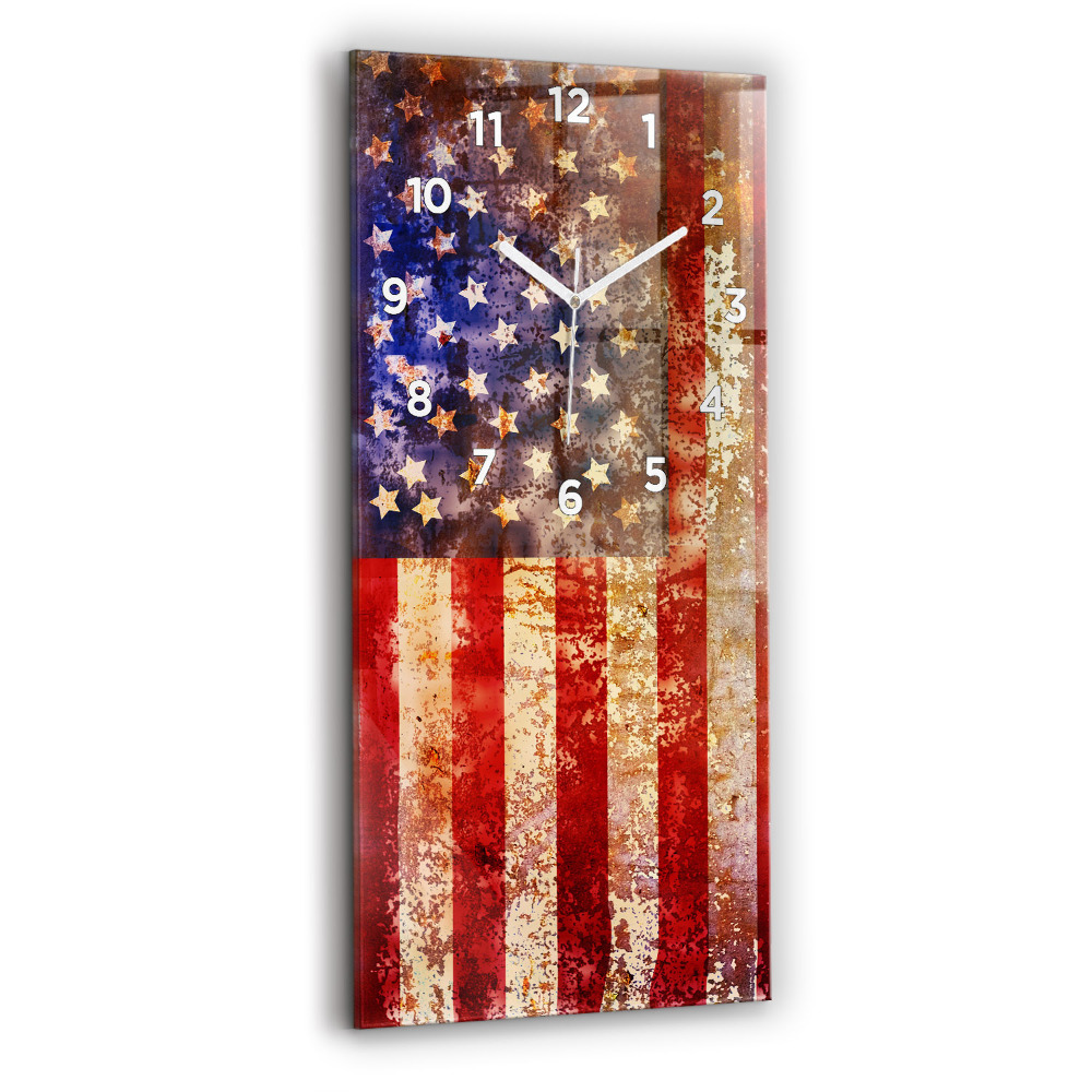 Négyszögletes üvegóra USA zászló vintage stílusban