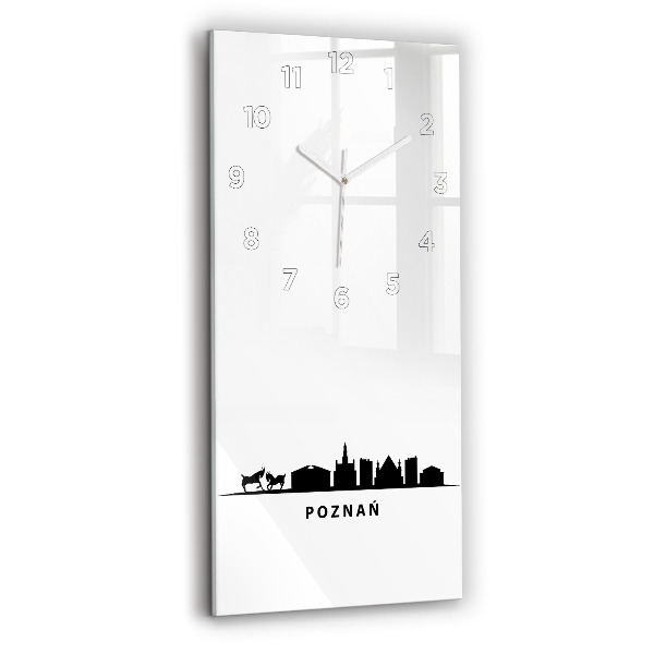Négyszögletes fali üvegóra Poznań panoráma grafika
