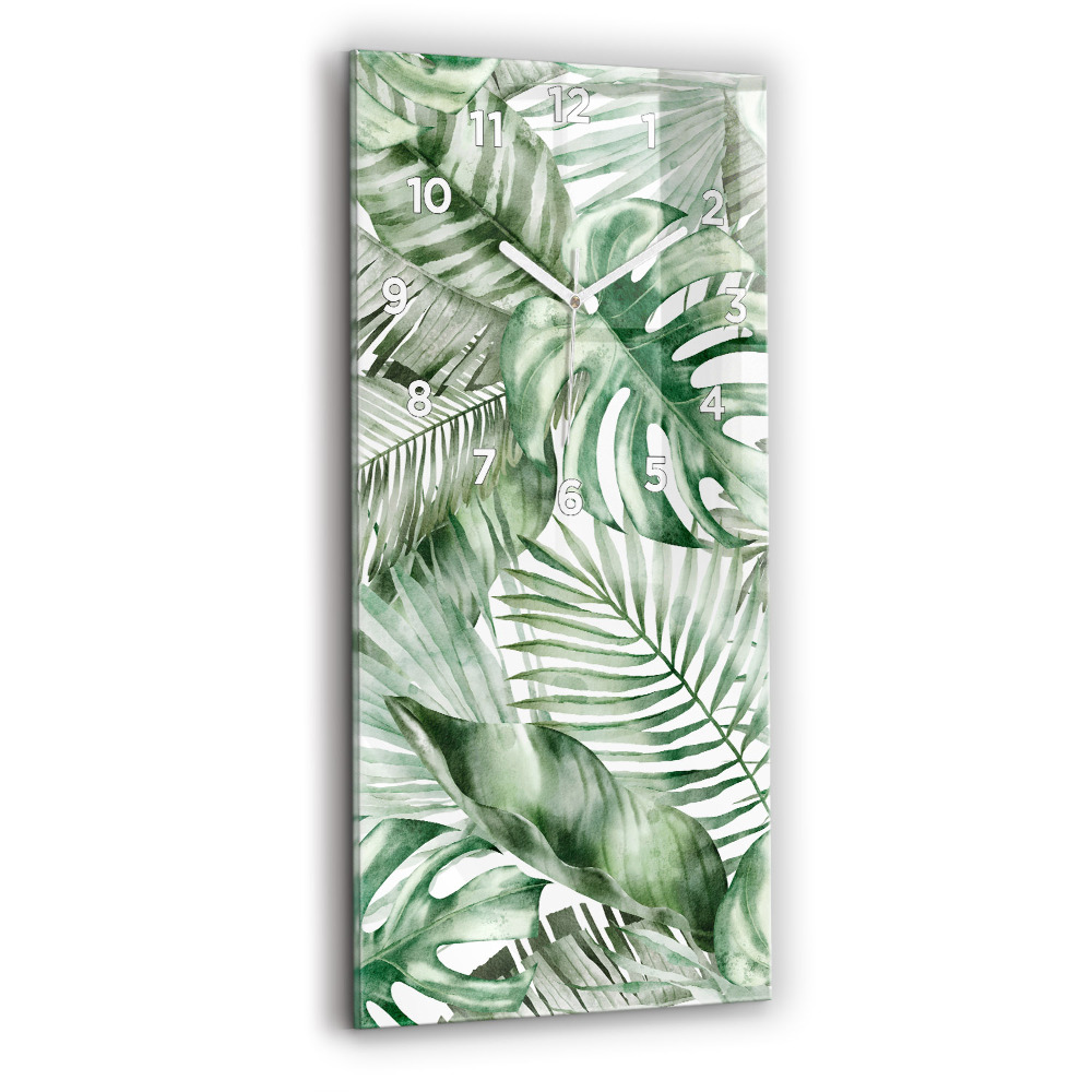 Négyszögletes fali üvegóra Festett növényi levelek