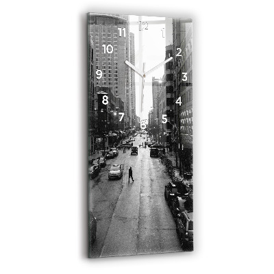 Négyszögletes üvegóra Chicago város utcáin