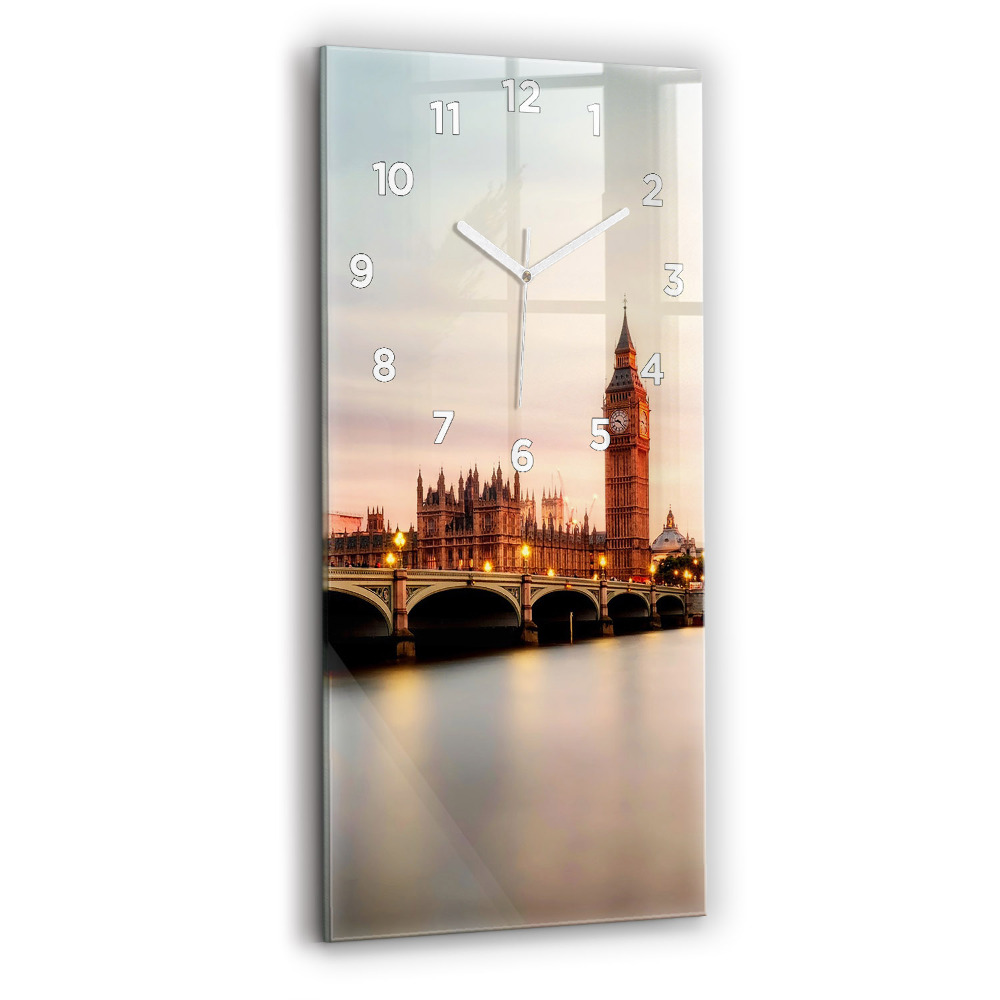 Négyszögletes fali üvegóra Big Ben London látképe