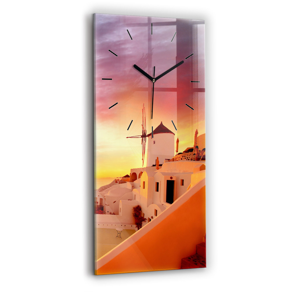 Négyszögletes üvegóra 30x60 Régi szélmalom Santoriniben