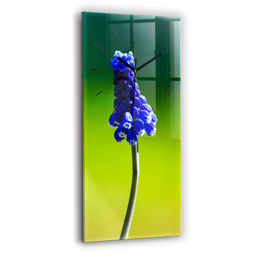 Négyszögletes üvegóra 30x60 Kék virágok