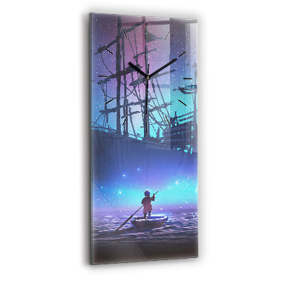 Négyszögletes fali üvegóra 30x60 Fantasy vitorlás hajó