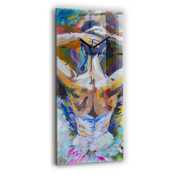 Négyszögletes fali üvegóra 30x60 Festett balerina