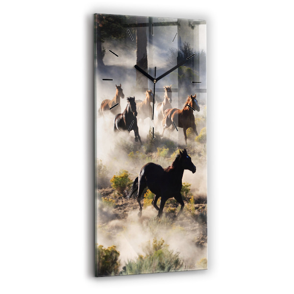 Négyszögletes fali üvegóra 30x60 Rohanó lovak csordája