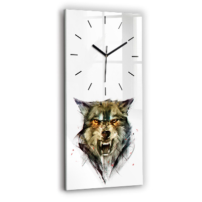 Négyszögletes üvegóra 30x60 Rajzolt portré egy farkasról