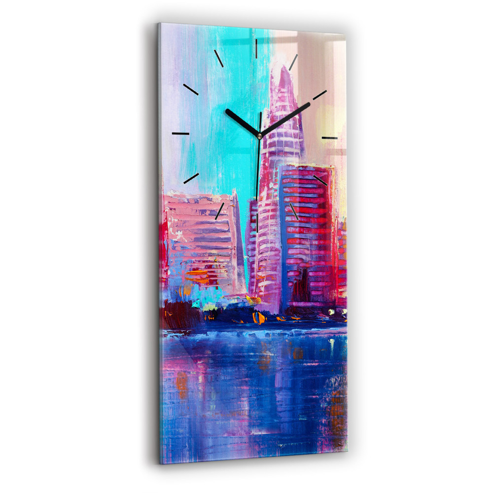Négyszögletes üvegóra 30x60 Felhőkarcolók absztrakció