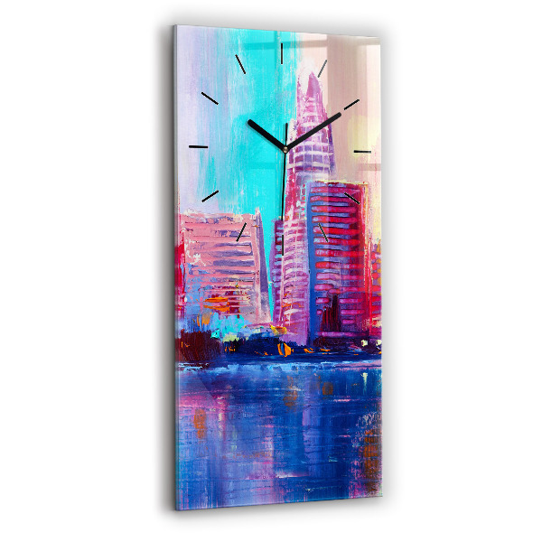 Négyszögletes üvegóra 30x60 Felhőkarcolók absztrakció