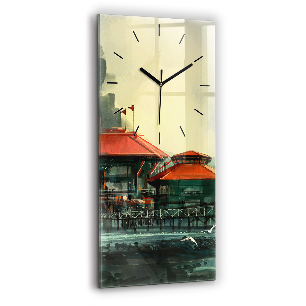 Négyszögletes fali üvegóra 30x60 Halász falu