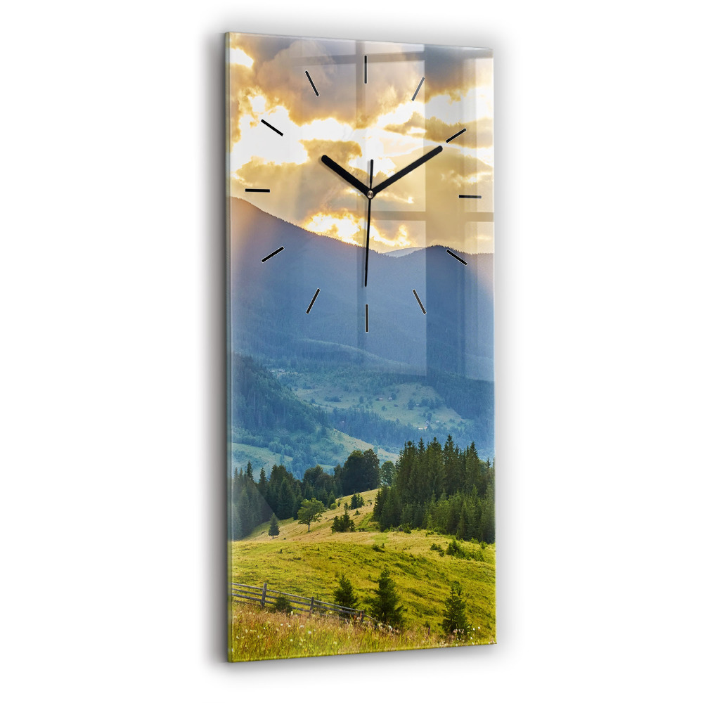 Négyszögletes üvegóra 30x60 Táj erdőkkel