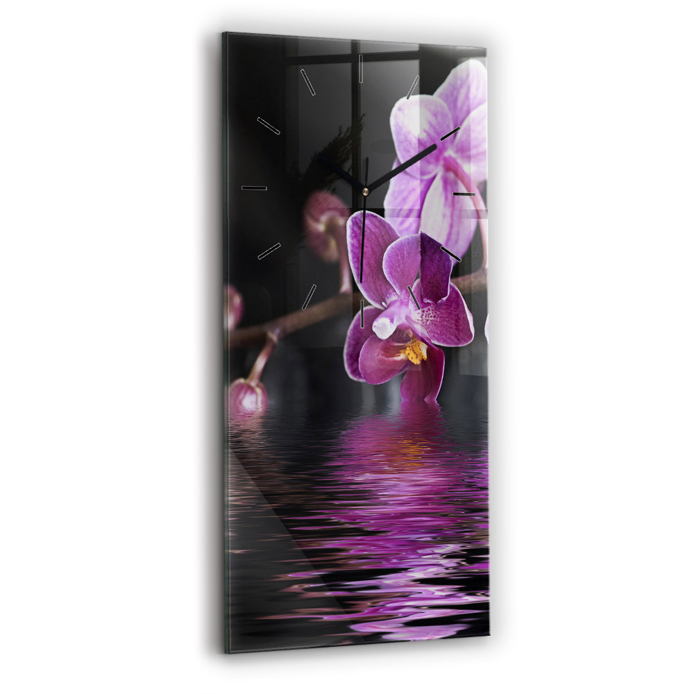 Függőleges üvegóra 30x60 Orchidea virág a vízen