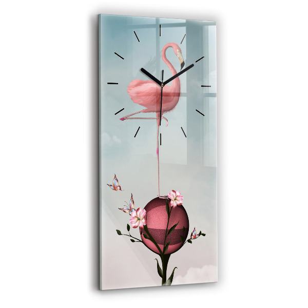 Négyszögletes fali üvegóra 30x60 Szürreális flamingó