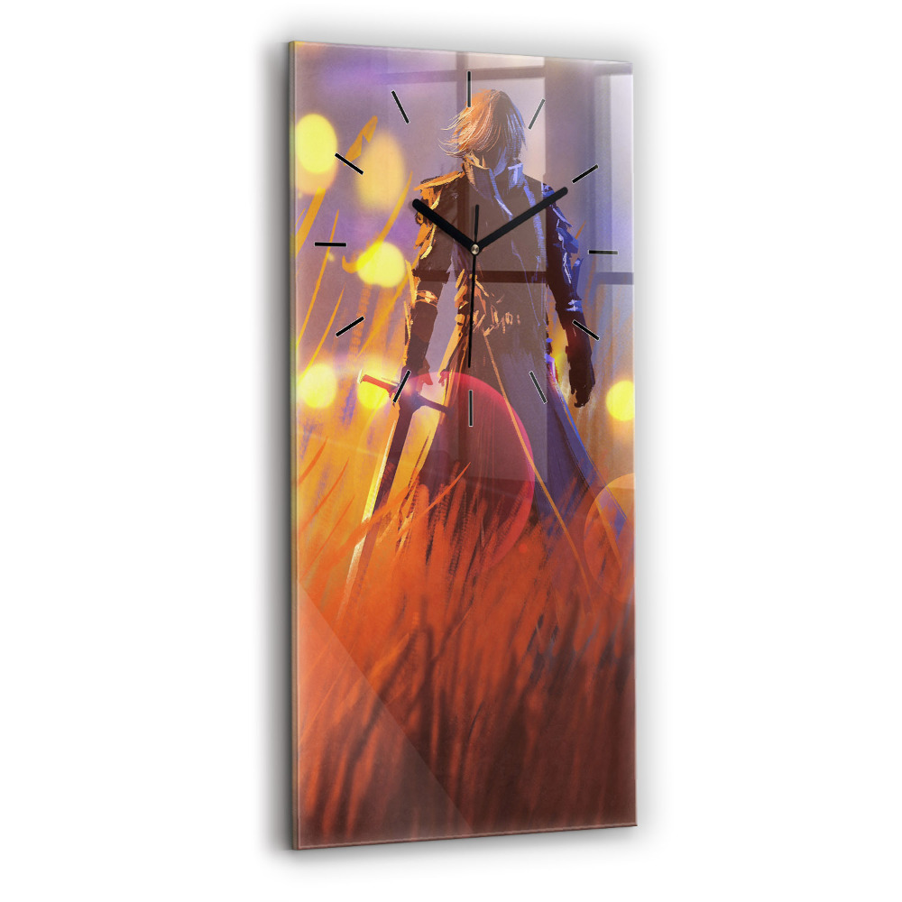 Négyszögletes üvegóra 30x60 Lovag karddal