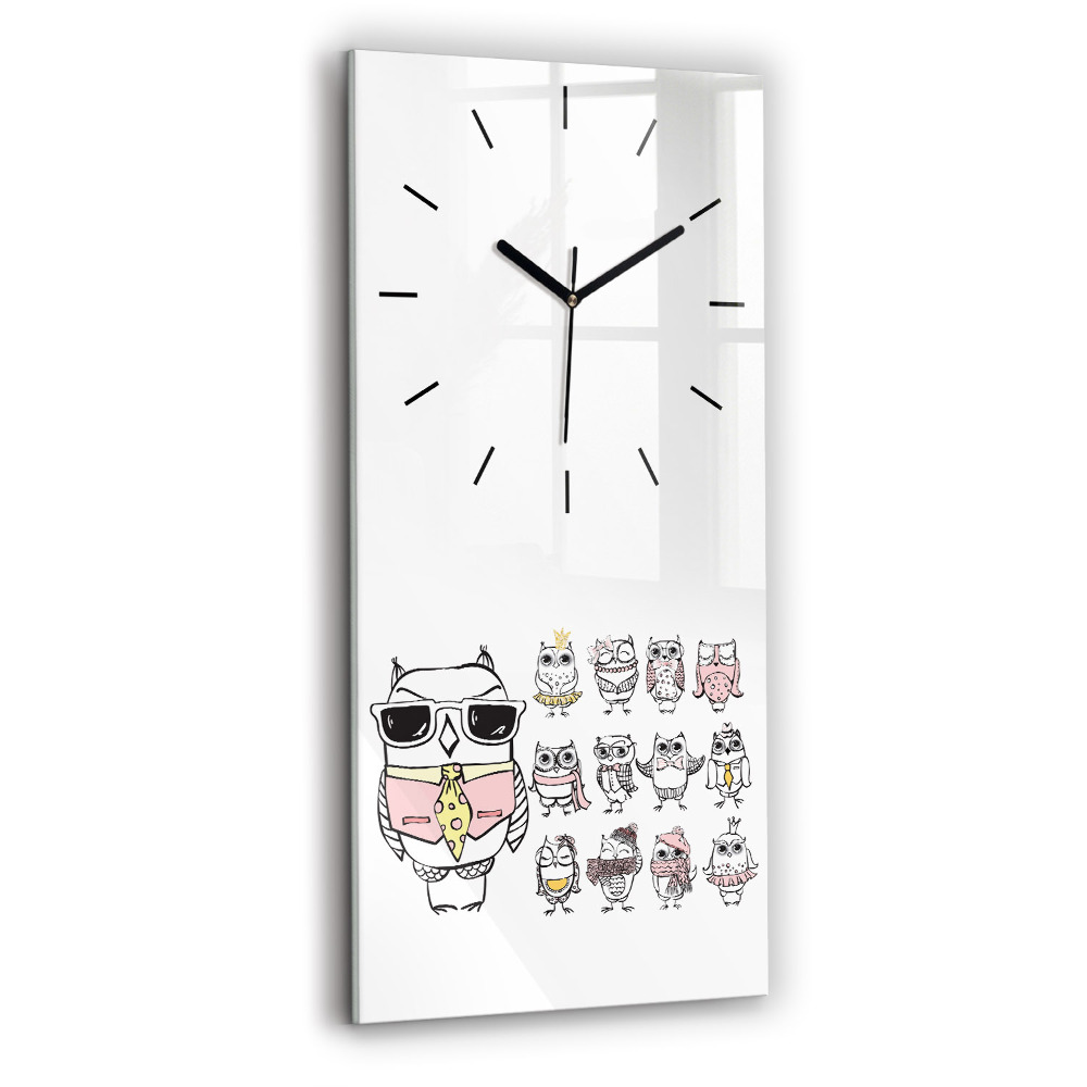 Négyszögletes üvegóra 30x60 Vintage poszter baglyokkal