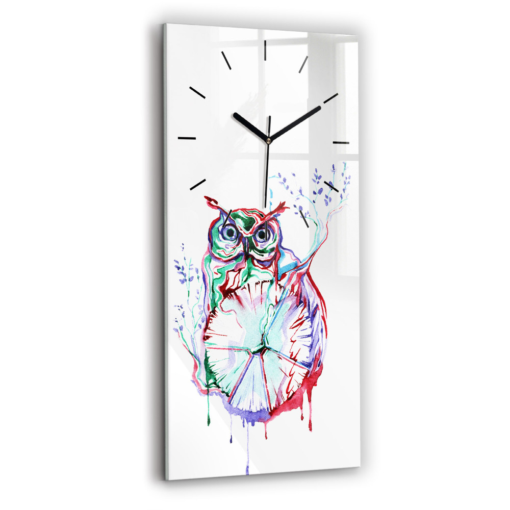 Négyszögletes üvegóra 30x60 Illusztráció a baglyok és az óra