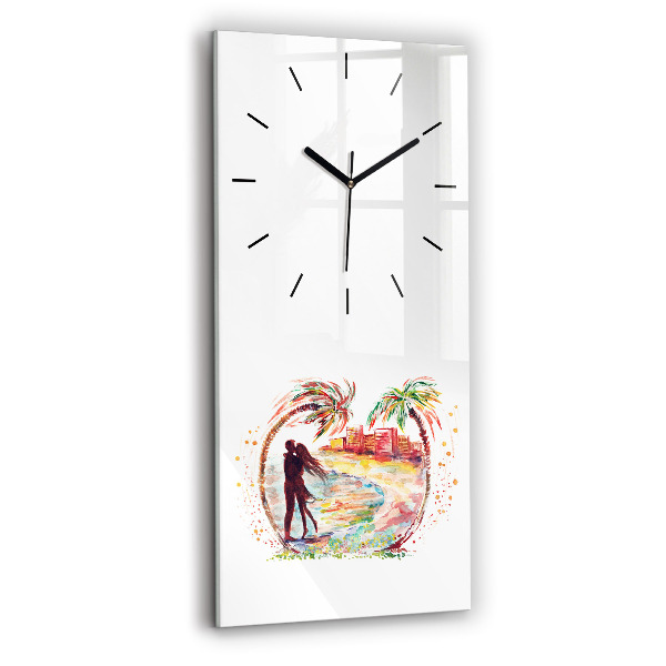 Négyszögletes fali üvegóra 30x60 Akvarell szerelem Miami Beachen