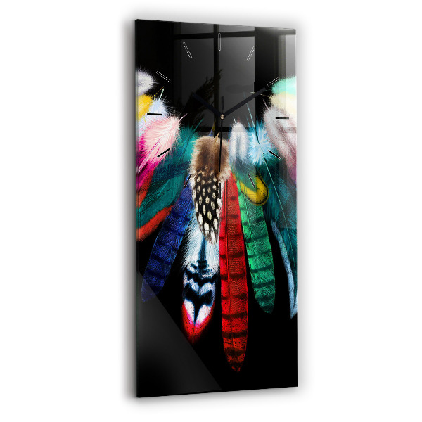 Függőleges üvegóra 30x60 Színes madártollak