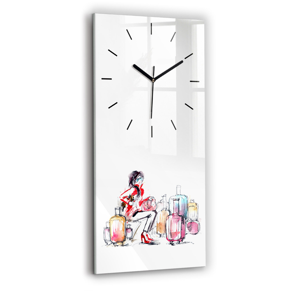 Négyszögletes üvegóra 30x60 Nő bőröndökkel