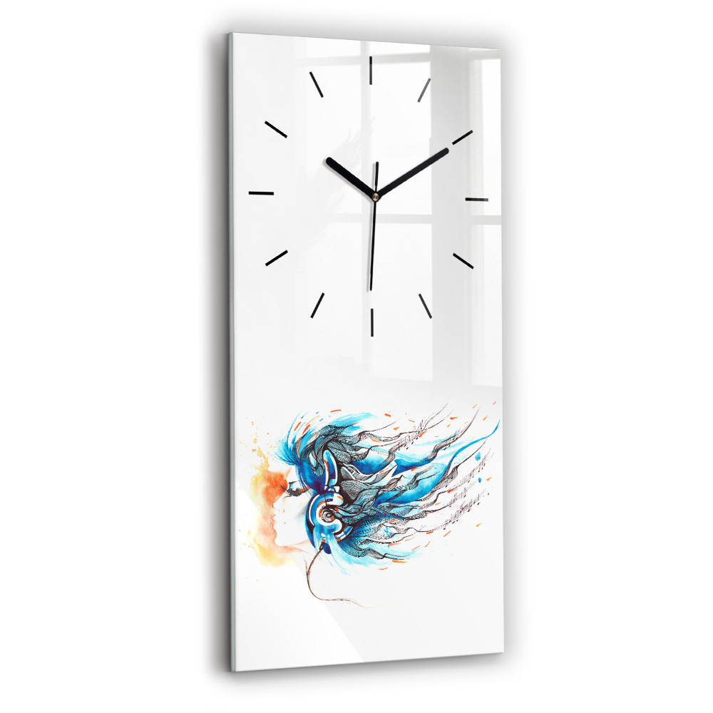 Négyszögletes fali üvegóra 30x60 Fejhallgató illusztráció