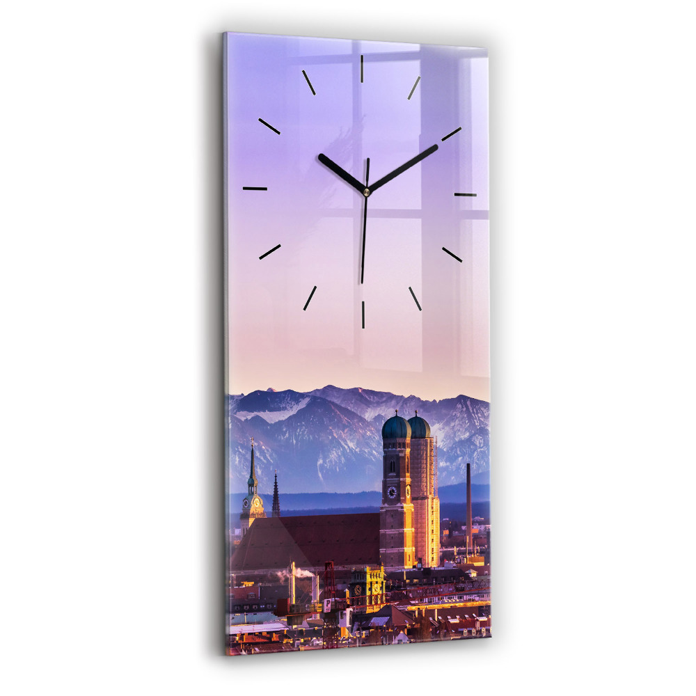 Négyszögletes fali üvegóra 30x60 Német Alpok München