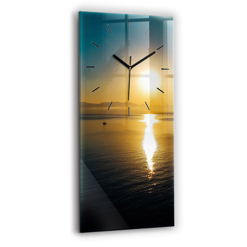 Négyszögletes fali üvegóra 30x60 Napkelte táj